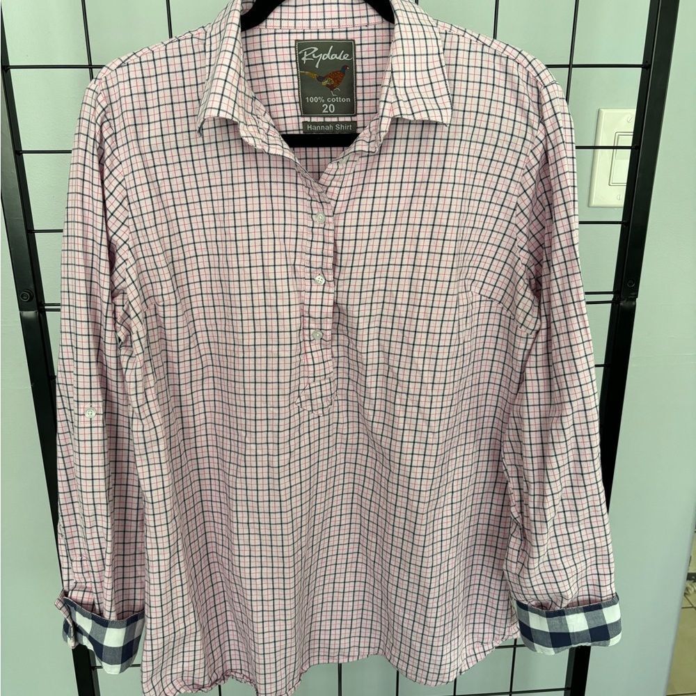 Rydale Hannah 100% cotton check shirt in pink  EUC